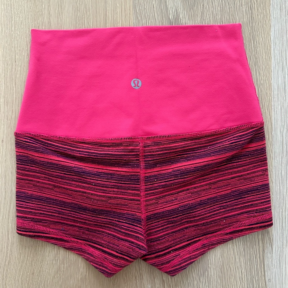 Red lululemon micro spandex shorts